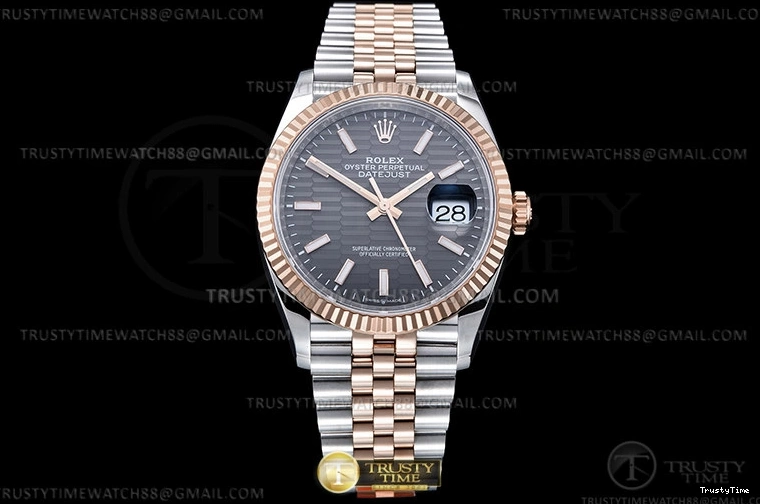 0227 Upgraded RDJ0454B – DJ 36mm Jub Flt 904L RG SS P-Grey Stk VSF VS 780